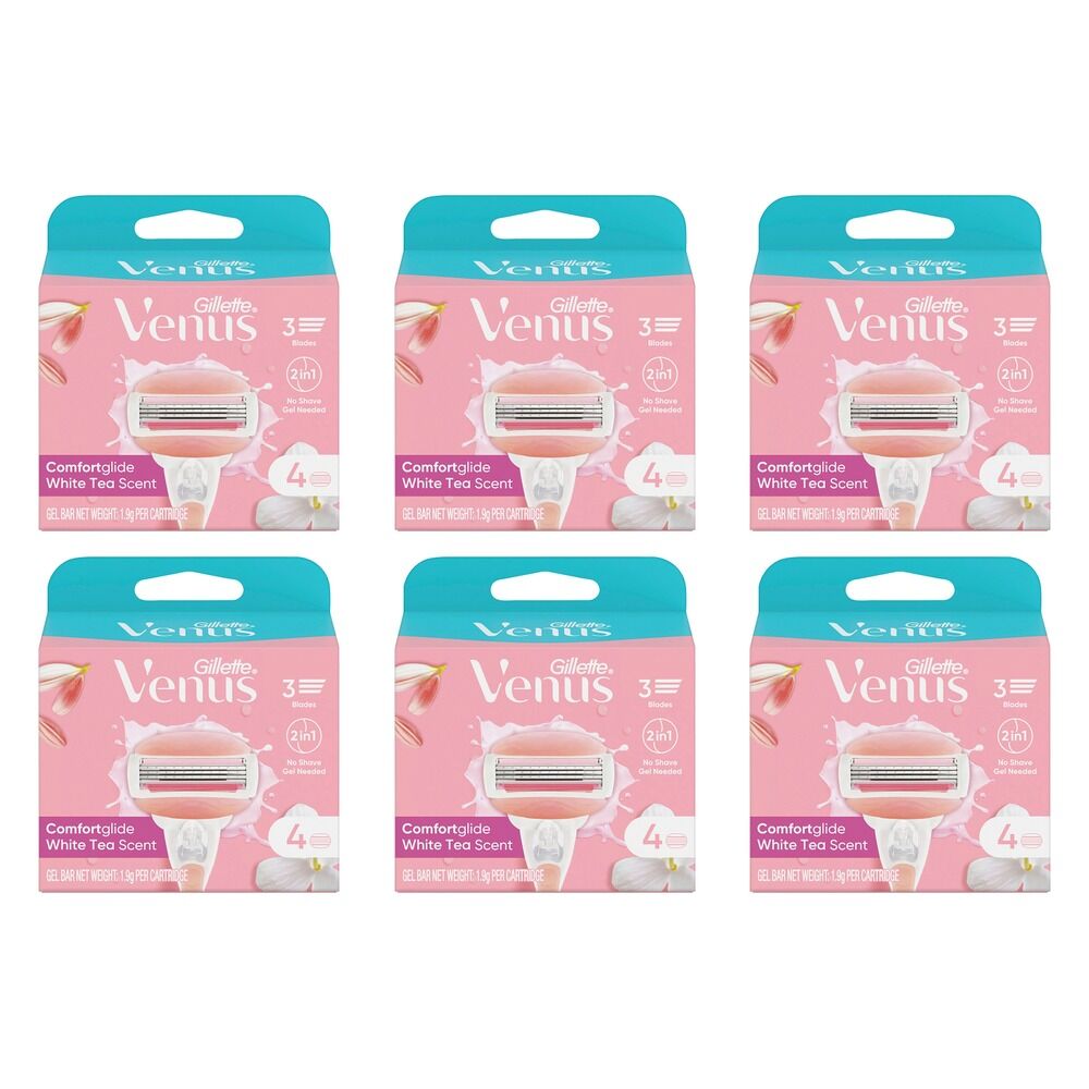 Gillette Venus Comfortglide White Tea Blade Refills 4 Pack Bundle of 6