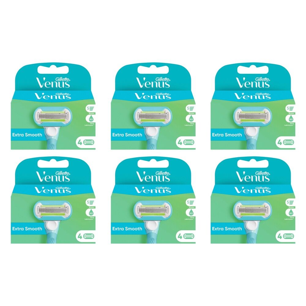Gillette Venus Extra Smooth Refill Blades 4 Pack Bundle of 6