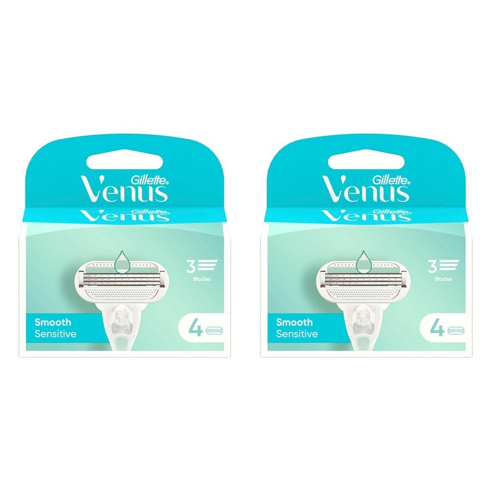 Gillette Venus Smooth Sensitive Blade Refills 4 Pack Bundle of 2