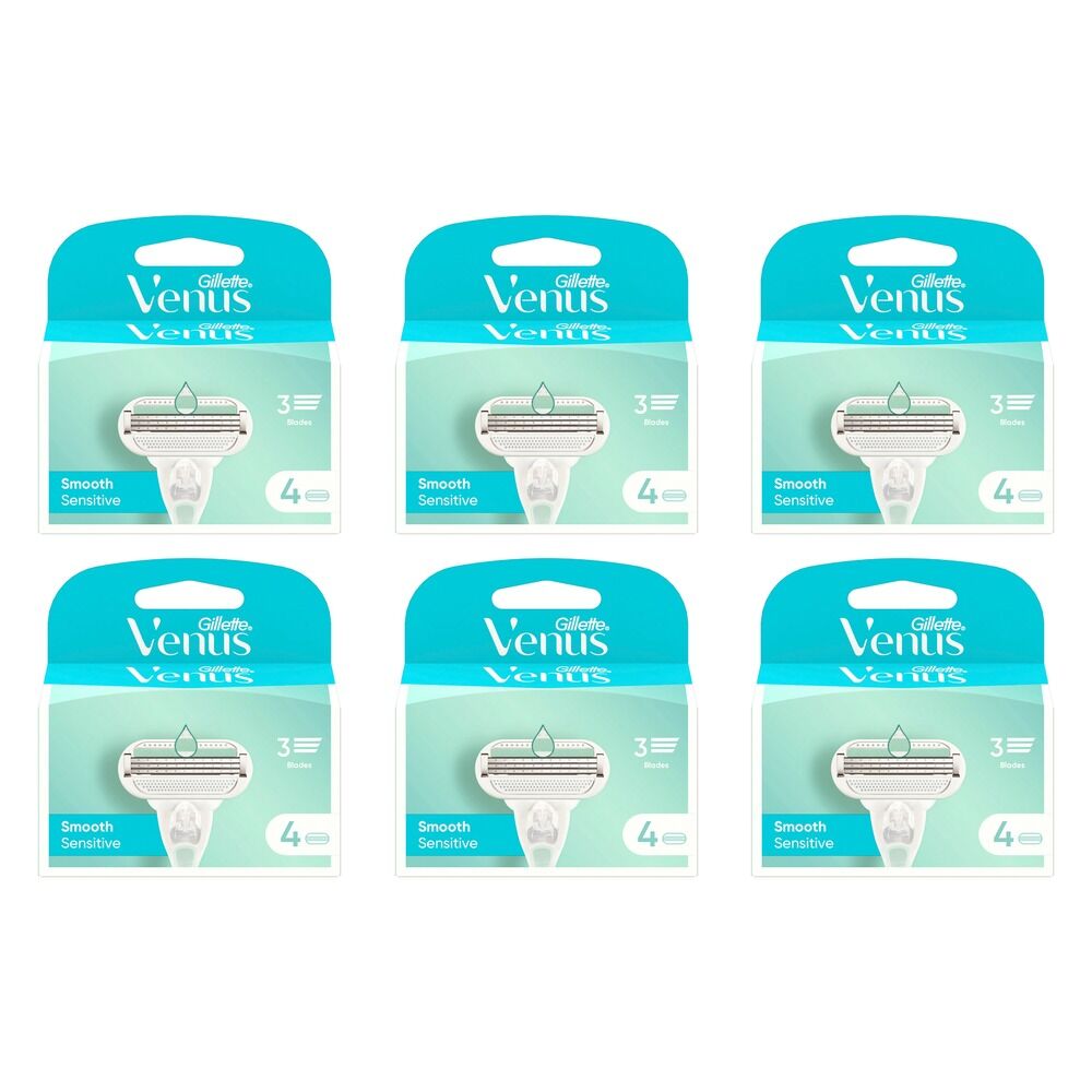 Gillette Venus Smooth Sensitive Blade Refills 4 Pack Bundle of 6