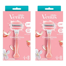 Gillette Venus Comfortglide White Tea Razor Handle + 2 Refills 3 Piece Pack of 2
