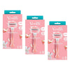 Gillette Venus Comfortglide White Tea Razor Handle + 2 Refills 3 Piece Pack of 3