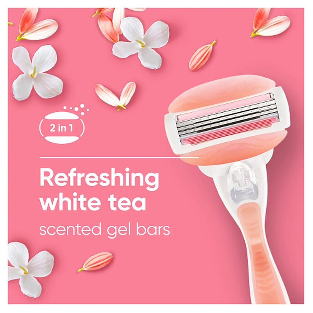 Gillette Venus Comfortglide White Tea Razor Handle + 2 Refills 3 Piece