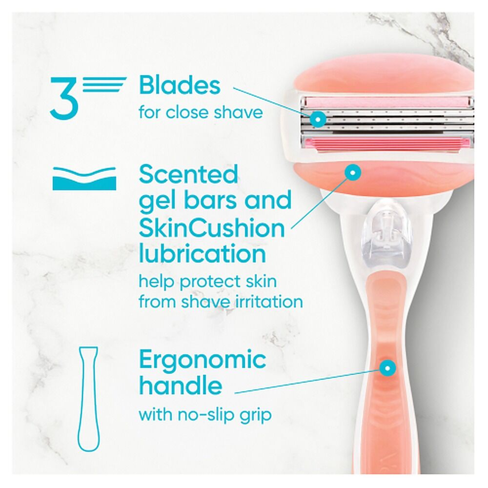 Gillette Venus Comfortglide White Tea Razor Handle + 2 Refills 3 Piece