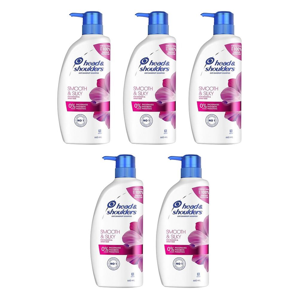 Head & Shoulders Smooth & Silky Anti-Dandruff Shampoo 660mL Pack of 5