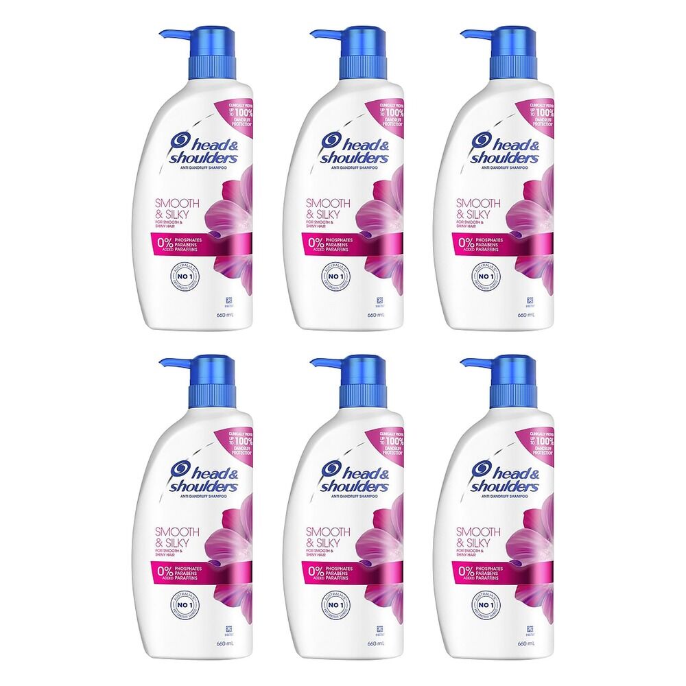 Head & Shoulders Smooth & Silky Anti-Dandruff Shampoo 660mL Pack of 6