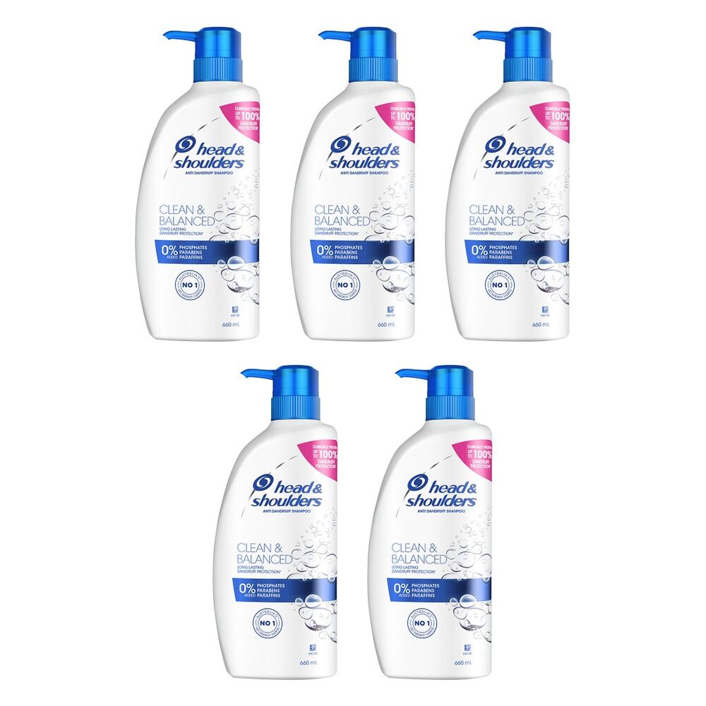 Head & Shoulders Clean & Balanced Anti-Dandruff Shampoo 660mL Pack of 5