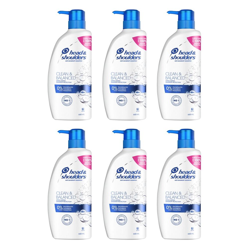 Head & Shoulders Clean & Balanced Anti-Dandruff Shampoo 660mL Pack of 6