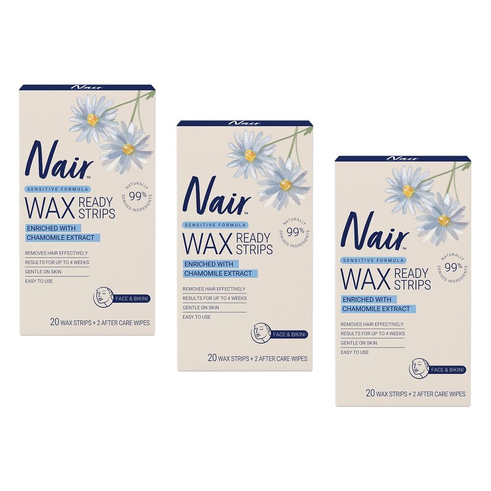 Nair Soft Natural Mini Wax Strips 20 Pack Bundle of 3