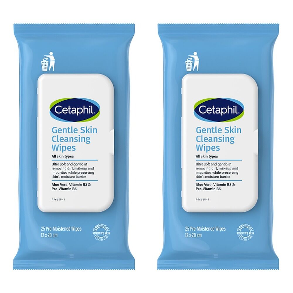 Cetaphil Gentle Skin Cleansing Wipes 25 Pack Bundle of 2