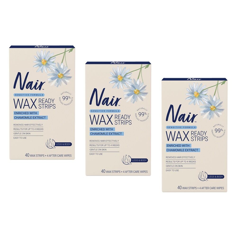 Nair Soft Natural Large Wax Strips 40 Pack Bundle of 3