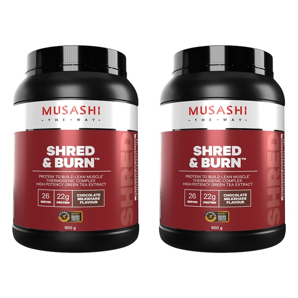Musashi Shred & Burn Protein Chocolate Milkshake 900g Pack of 2