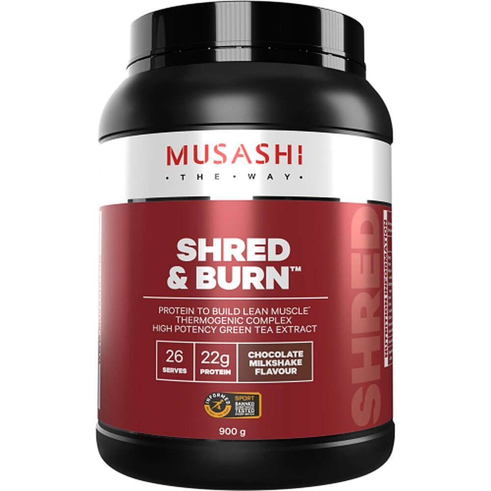 Musashi Shred & Burn Protein Chocolate Milkshake 900g
