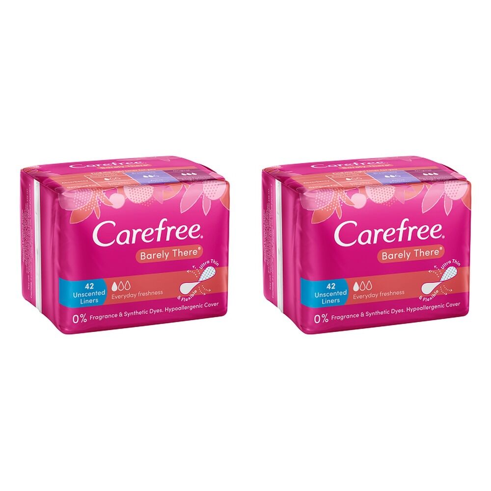 Carefree Barely There Unscented Liners 42 Pack x 12 Bundle of 2