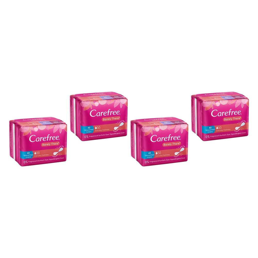 Carefree Barely There Unscented Liners 42 Pack x 12 Bundle of 4
