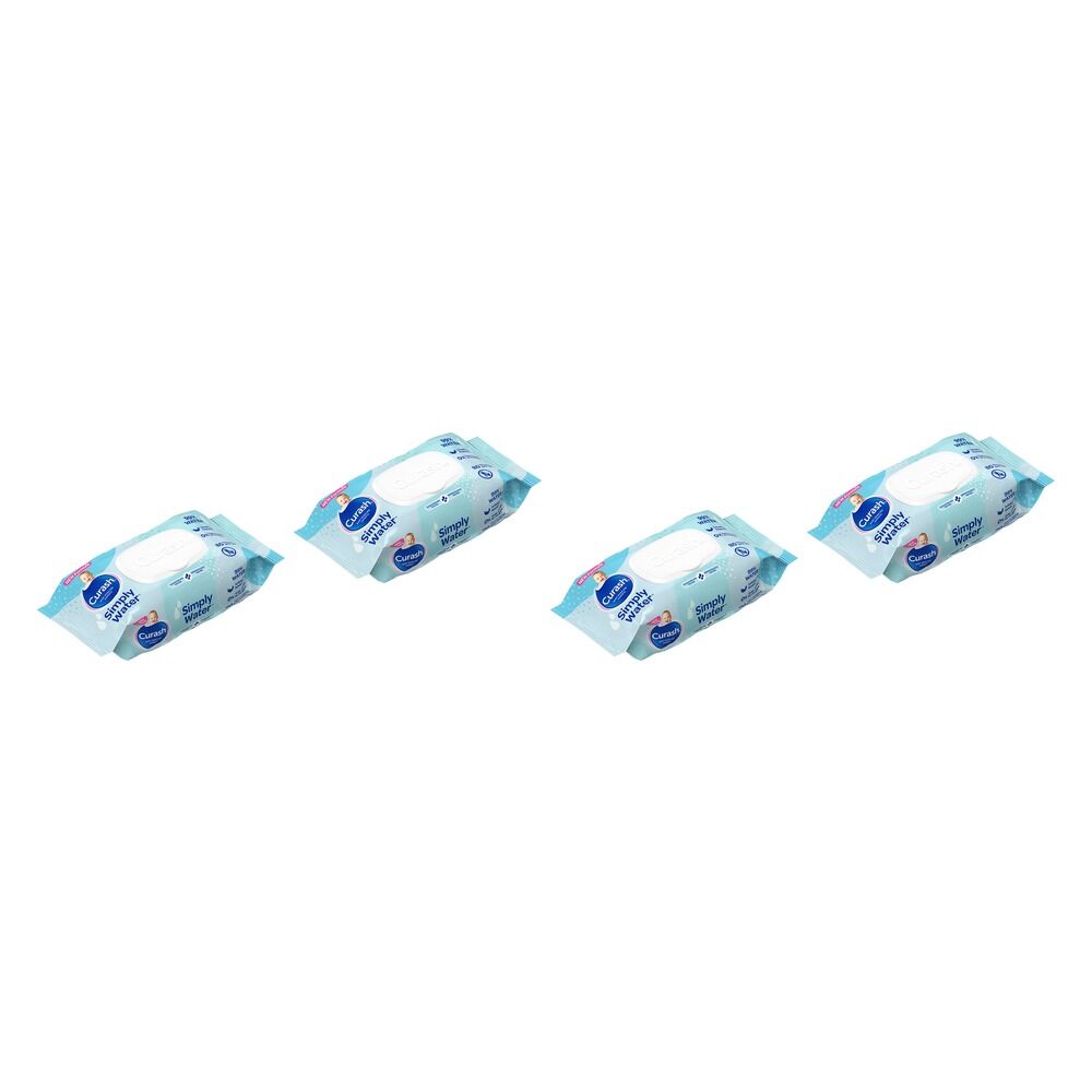 Curash Simply Water Baby Wipes, 99% Purified Water, 80 Pack Bundle of 4