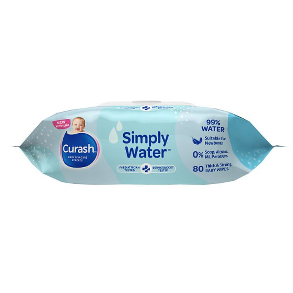 Curash Simply Water Baby Wipes, 99% Purified Water, 80 Pack
