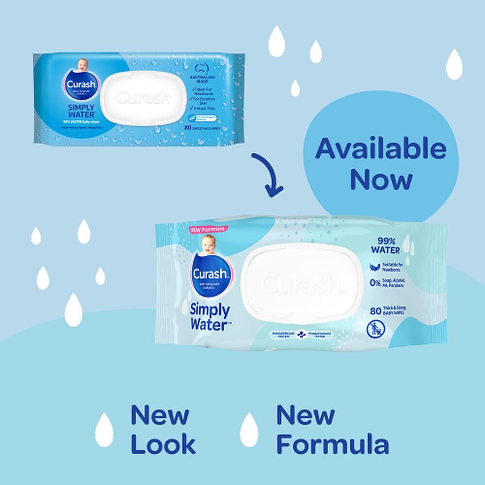 Curash Simply Water Baby Wipes, 99% Purified Water, 80 Pack