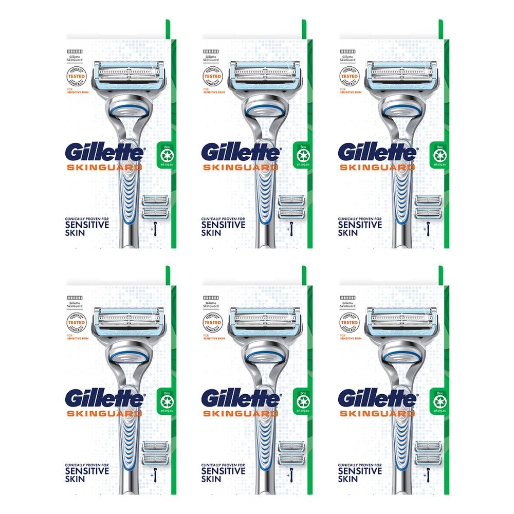 Gillette SkinGuard Razor Handle + 2 Cartridges Pack of 6