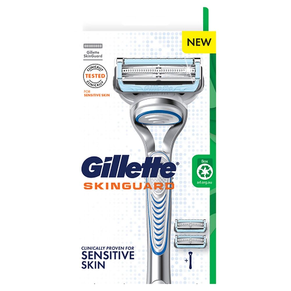 Gillette SkinGuard Razor Handle + 2 Cartridges