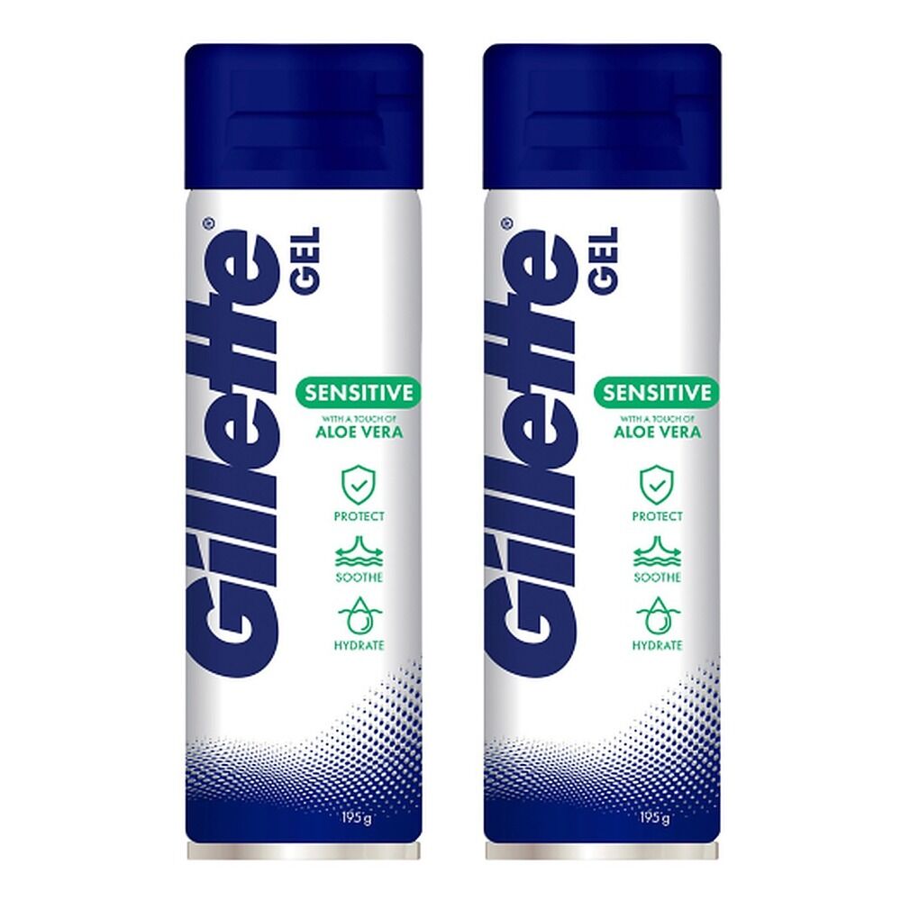Gillette Sensitive Aloe Vera Shave Gel 195g Pack of 2
