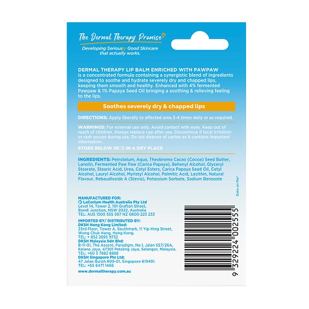 Dermal Therapy Lip Balm Paw Paw 10g x 6