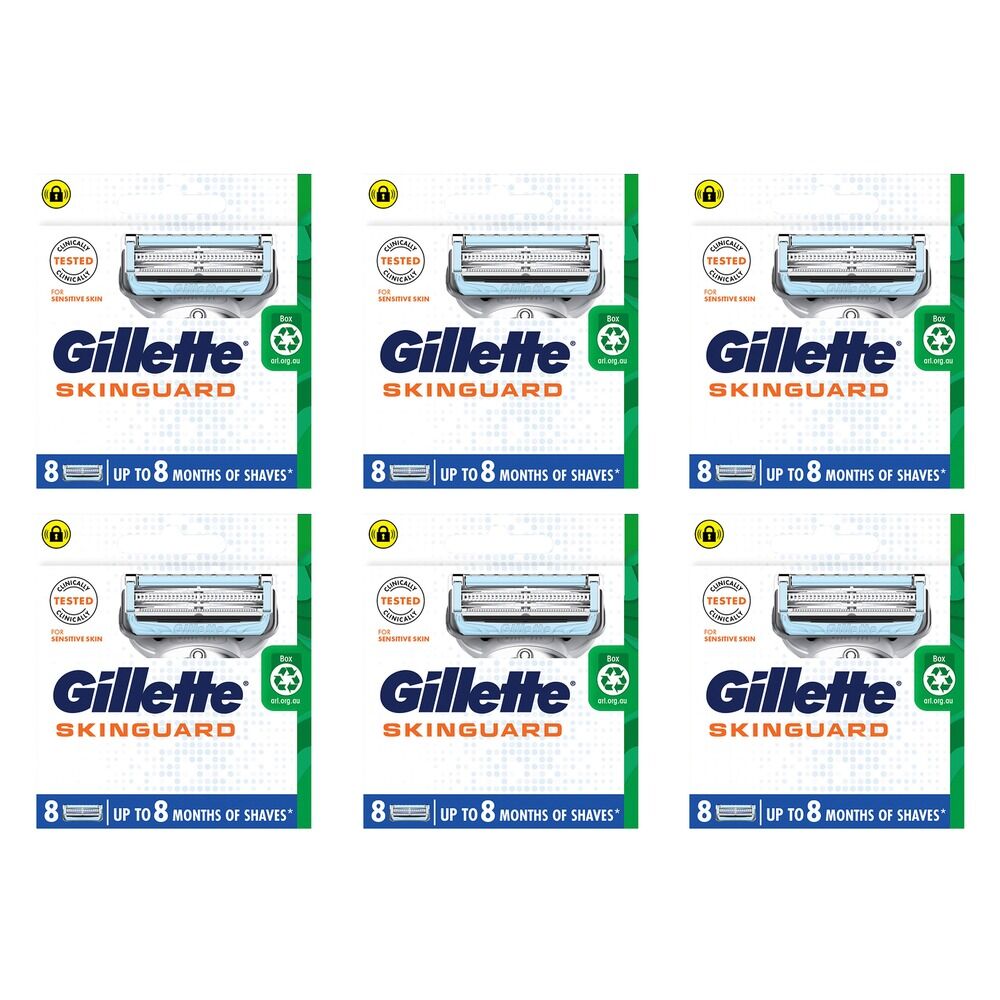 Gillette SkinGuard Blade Cartridge Refills 8 Pack Bundle of 6
