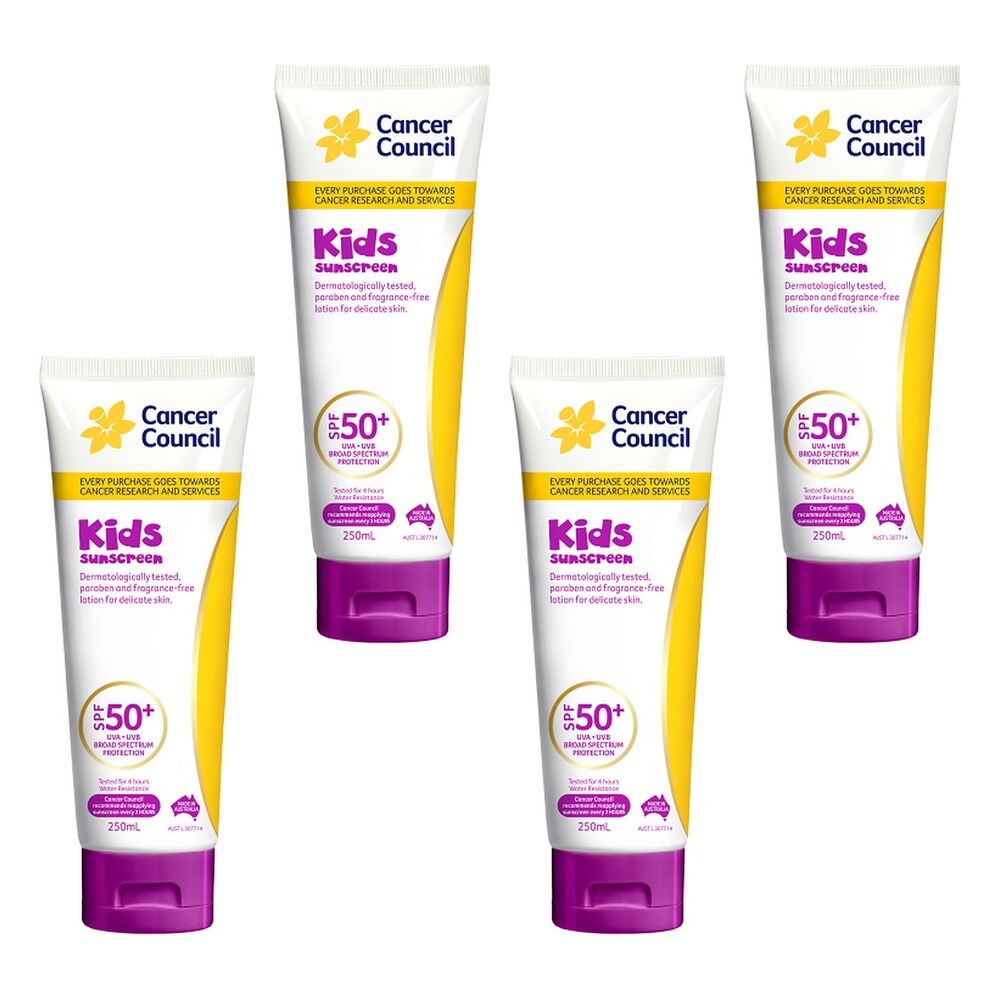 Cancer Council Kids Sunscreen SPF 50+ 250mL Pack of 4