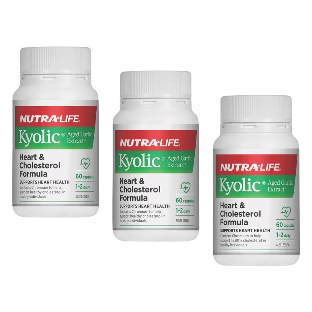 Nutra-Life Kyolic Heart & Cholesterol Formula 60 Capsules Pack of 3