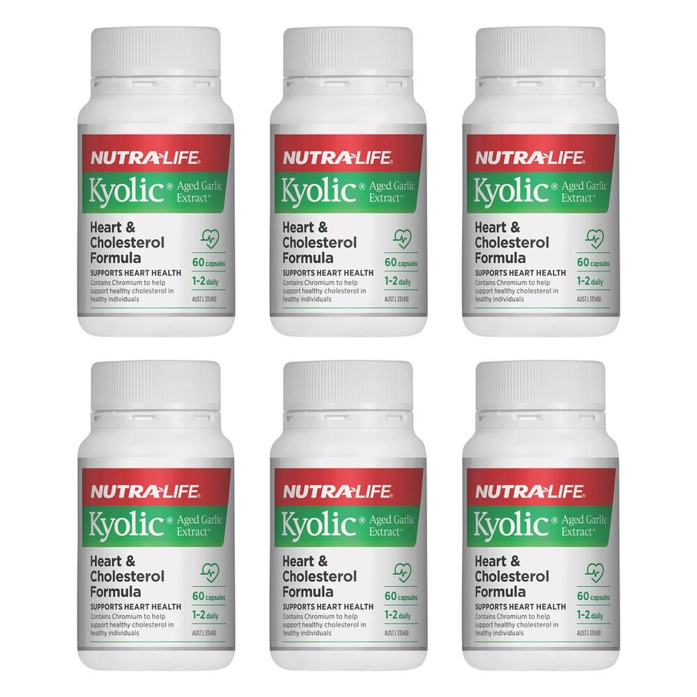 Nutra-Life Kyolic Heart & Cholesterol Formula 60 Capsules Pack of 6