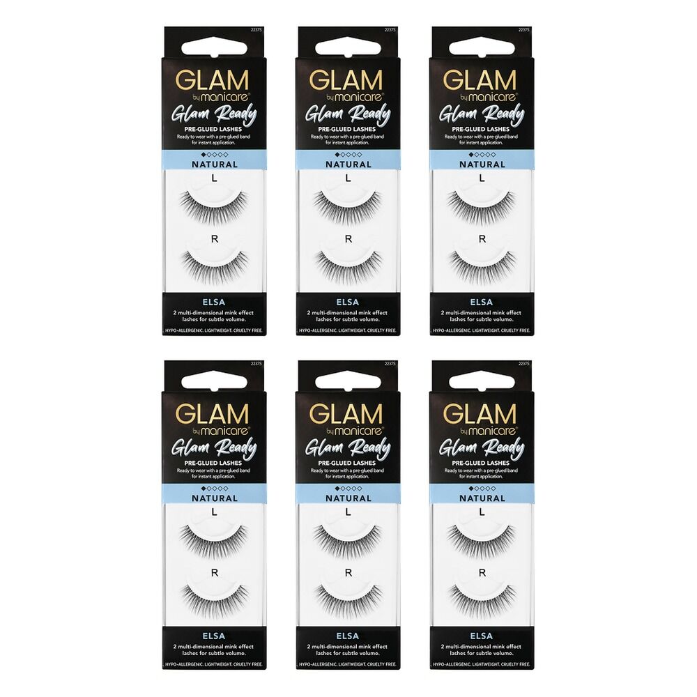 Glam by Manicare Elsa Pre-Glued Lashes Pack of 6