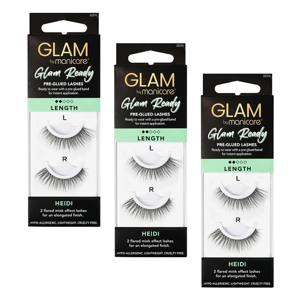 Glam by Manicare Heidi Pre-Glued Lashes Pack of 3