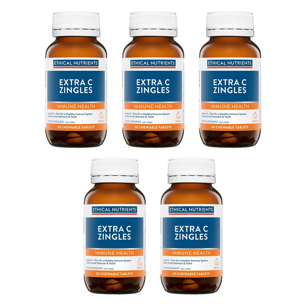 Ethical Nutrients Extra C Zingles Immune Health 50 Tablets Pack of 5