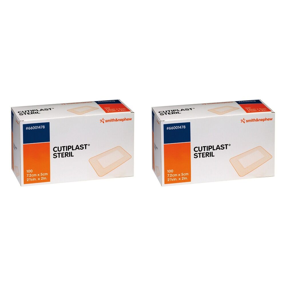 Cutiplast Adhesive Fabric Dressing 7.2cm x 5cm 100 Pack Bundle of 2
