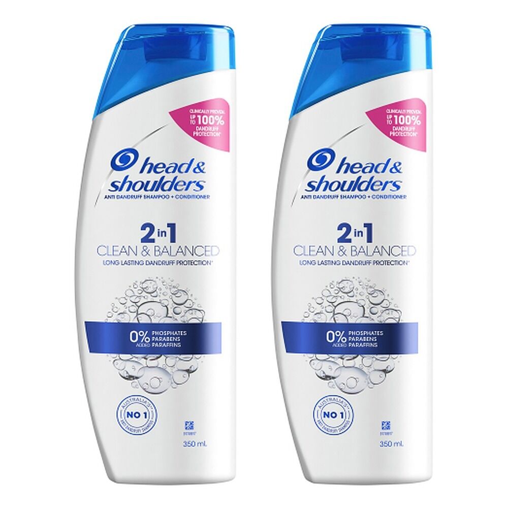 Head & Shoulders Clean & Balanced 2in1 Shampoo & Conditioner 350mL Pack of 2