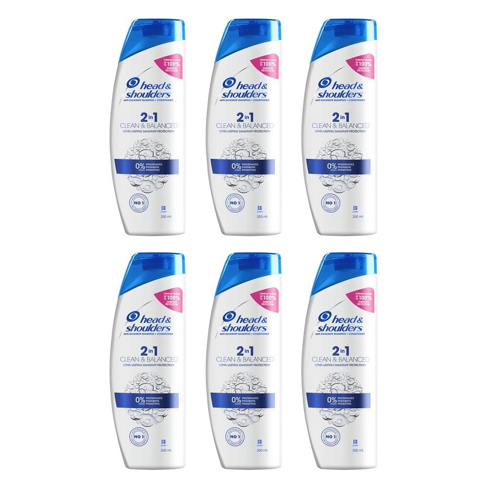 Head & Shoulders Clean & Balanced 2in1 Shampoo & Conditioner 350mL Pack of 6