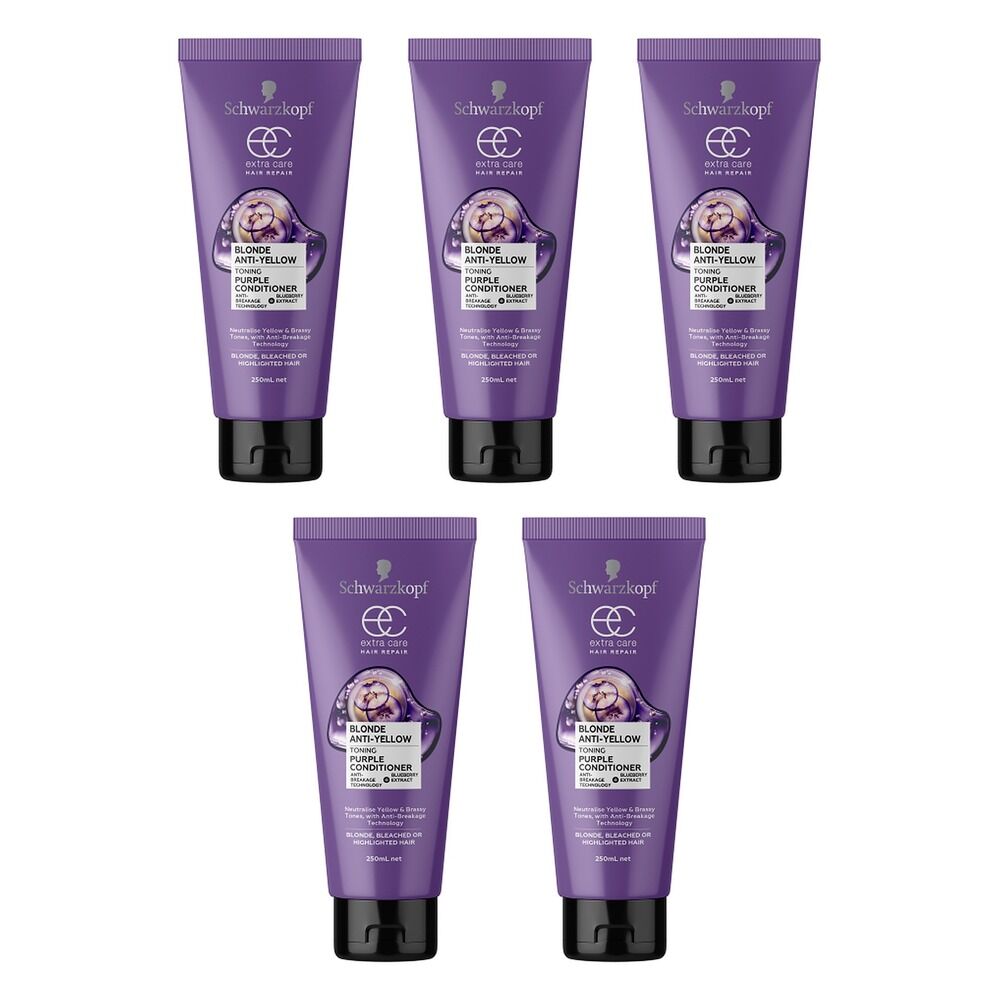 Schwarzkopf Extra Care Blonde Anti-Yellow Toning Purple Conditioner Pack of 5