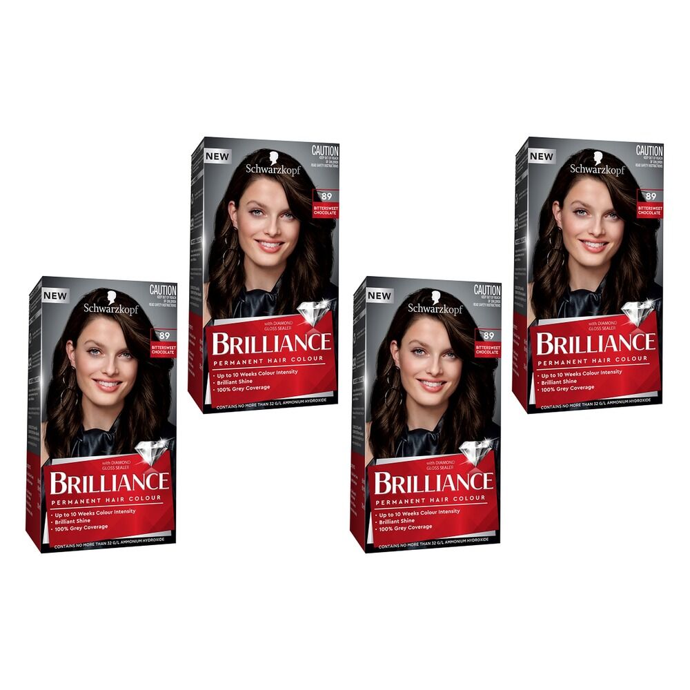 Schwarzkopf Brilliance 89 Bitter Sweet Chocolate Permanent Hair Colour Pack of 4