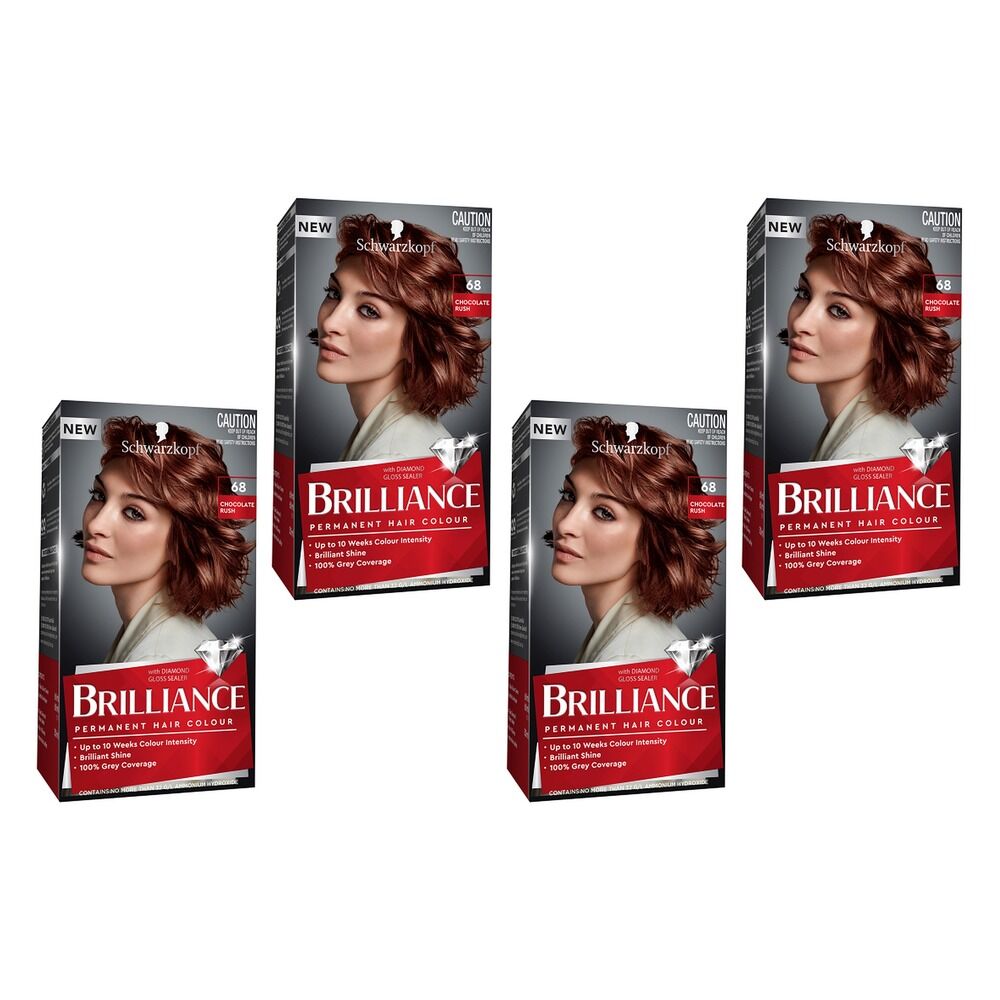 Schwarzkopf Brilliance 68 Chocolate Rush Permanent Hair Colour Pack of 4