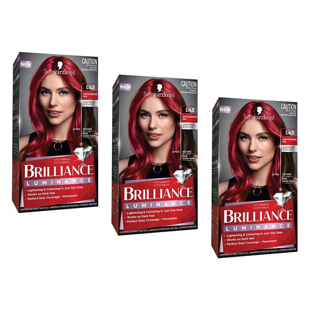 Schwarzkopf Brilliance Permanent Colour L43 Smouldering Red Pack of 3