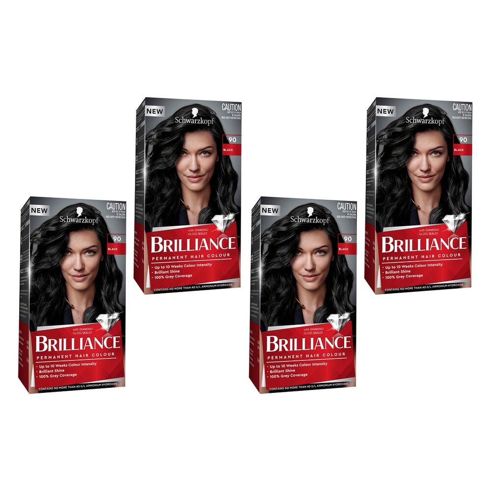 Schwarzkopf Brilliance Permanent Colour 90 Black Pack of 4