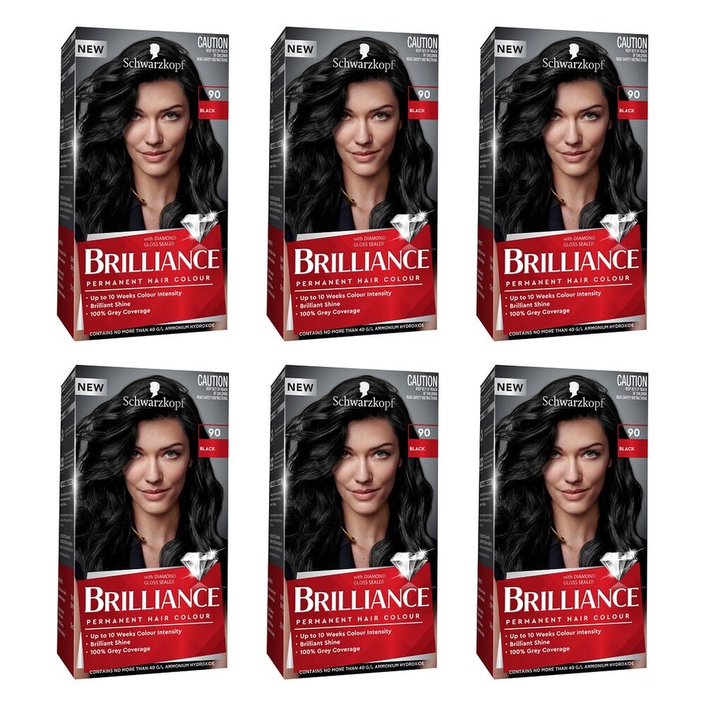 Schwarzkopf Brilliance Permanent Colour 90 Black Pack of 6