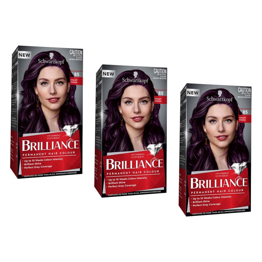 Schwarzkopf Brilliance Permanent Colour 85 Violet Vision Pack of 3