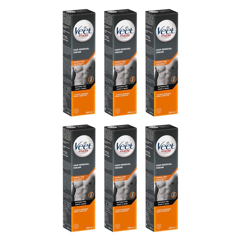 Veet Men Hair Removal Cream Normal Skin 200mL Pack of 6