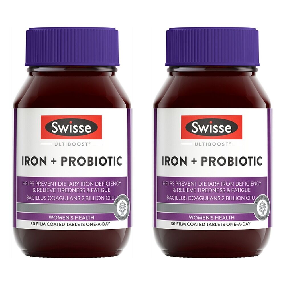 Swisse Ultiboost Iron + Probiotic 30 Tablets Pack of 2