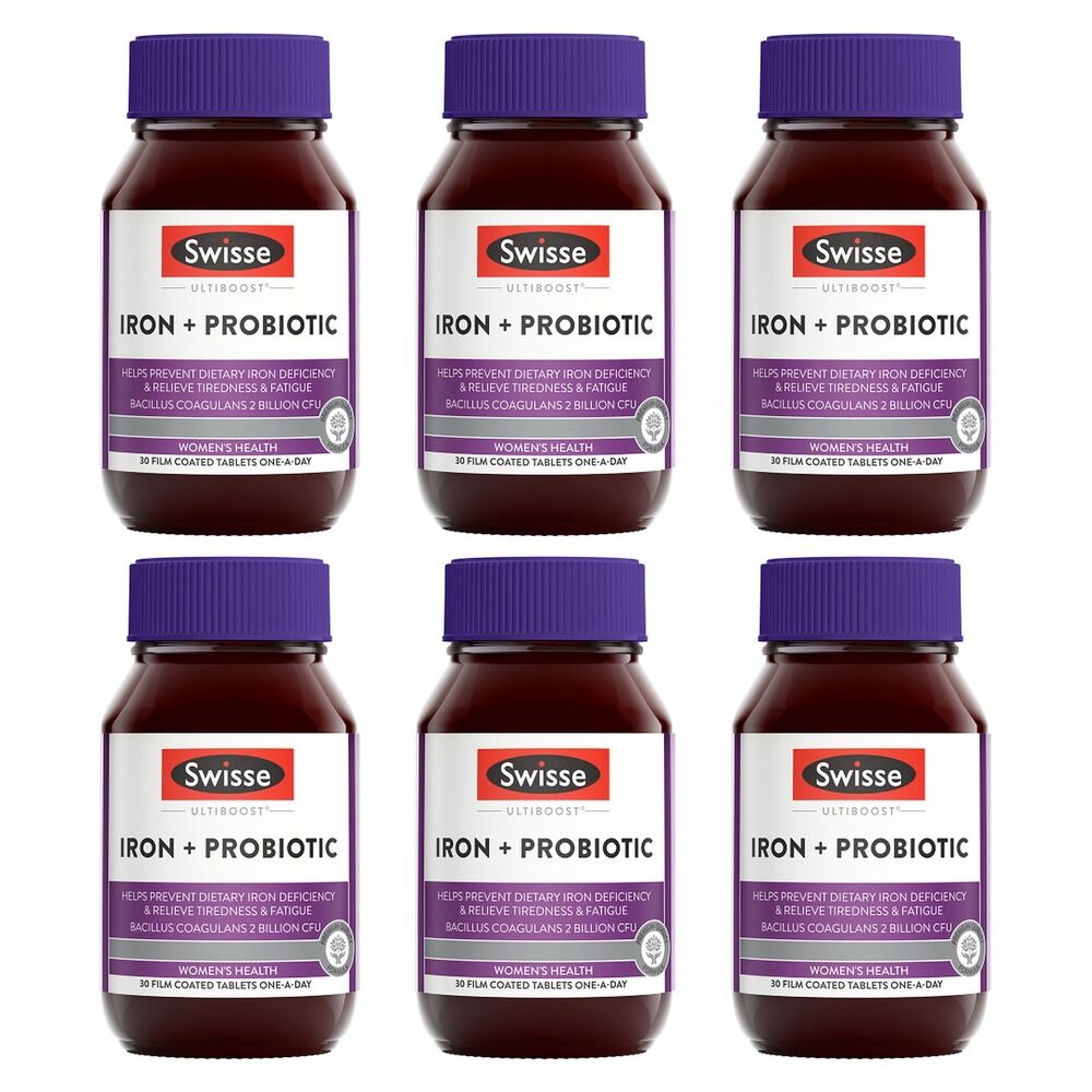 Swisse Ultiboost Iron + Probiotic 30 Tablets Pack of 6