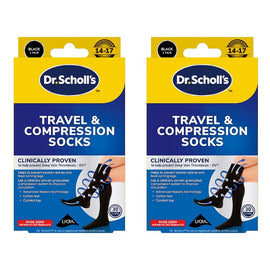 Scholl Flight Compression Socks Black W8-11 M6-9 Pack of 2