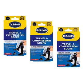 Scholl Flight Compression Socks Black W8-11 M6-9 Pack of 3