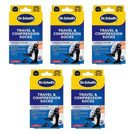 Scholl Flight Compression Socks Black W8-11 M6-9 Pack of 5