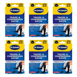 Scholl Flight Compression Socks Black W8-11 M6-9 Pack of 6